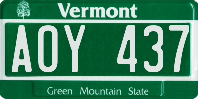 VT license plate AOY437