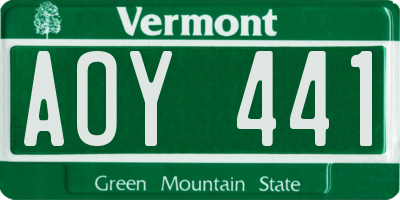 VT license plate AOY441