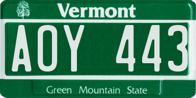 VT license plate AOY443