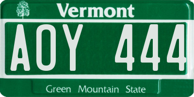 VT license plate AOY444