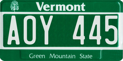 VT license plate AOY445
