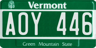 VT license plate AOY446