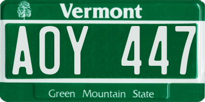 VT license plate AOY447