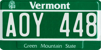 VT license plate AOY448
