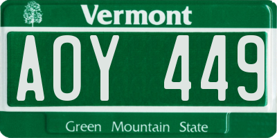 VT license plate AOY449