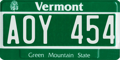 VT license plate AOY454