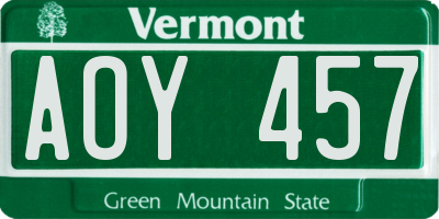 VT license plate AOY457