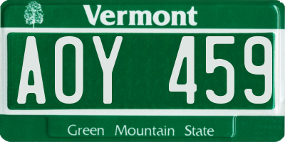 VT license plate AOY459