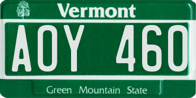 VT license plate AOY460