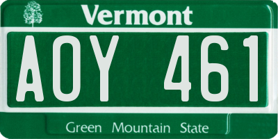 VT license plate AOY461