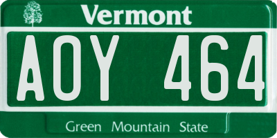 VT license plate AOY464