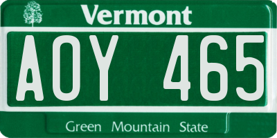 VT license plate AOY465