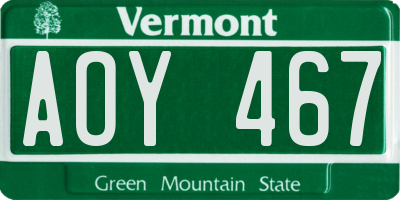 VT license plate AOY467