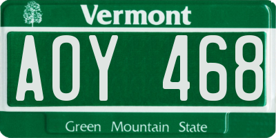 VT license plate AOY468