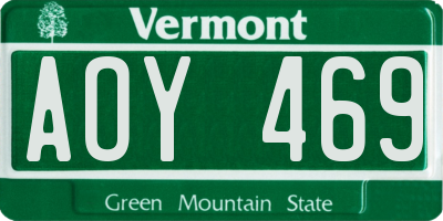 VT license plate AOY469