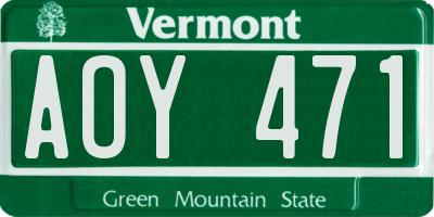 VT license plate AOY471