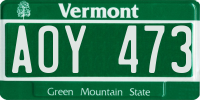 VT license plate AOY473