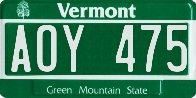 VT license plate AOY475