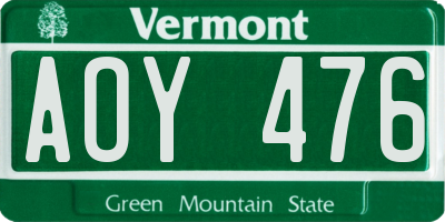 VT license plate AOY476