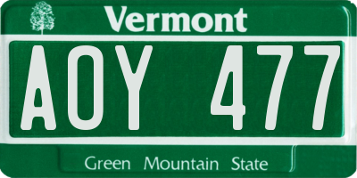 VT license plate AOY477