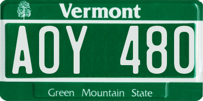 VT license plate AOY480