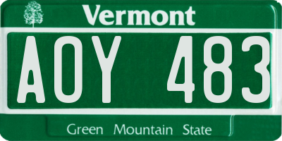 VT license plate AOY483