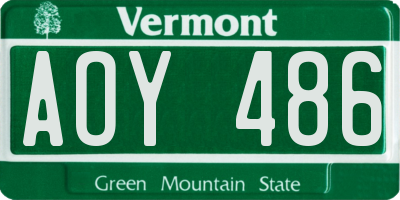 VT license plate AOY486