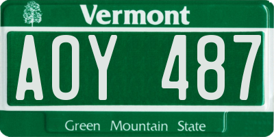 VT license plate AOY487