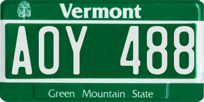 VT license plate AOY488