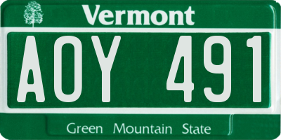 VT license plate AOY491