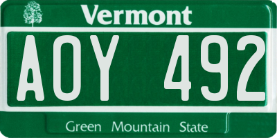 VT license plate AOY492
