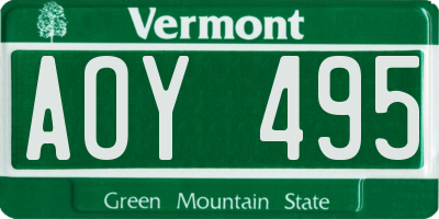VT license plate AOY495