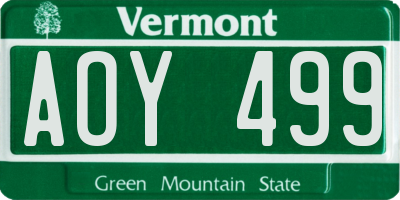 VT license plate AOY499