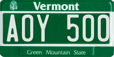 VT license plate AOY500