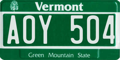 VT license plate AOY504