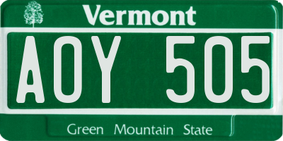 VT license plate AOY505