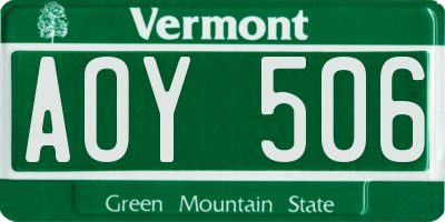 VT license plate AOY506