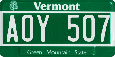 VT license plate AOY507