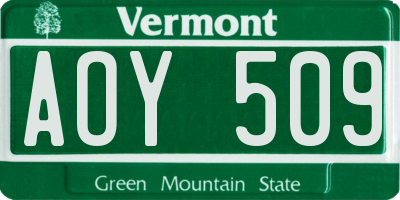 VT license plate AOY509