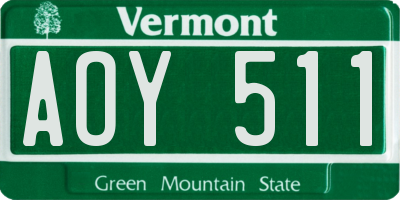 VT license plate AOY511