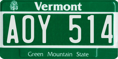 VT license plate AOY514