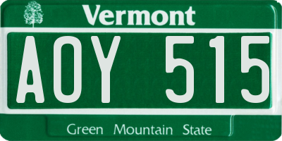 VT license plate AOY515