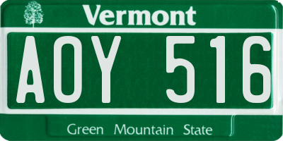 VT license plate AOY516