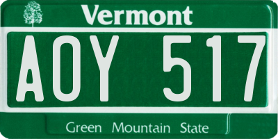 VT license plate AOY517