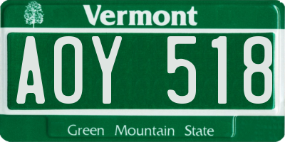 VT license plate AOY518