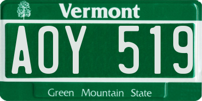 VT license plate AOY519