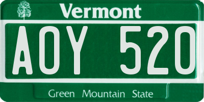 VT license plate AOY520