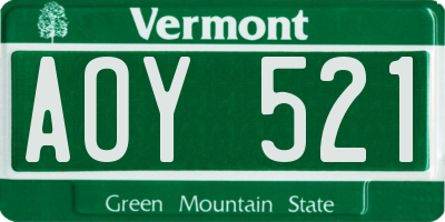VT license plate AOY521
