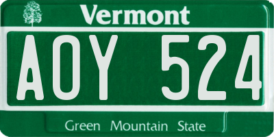 VT license plate AOY524