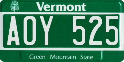 VT license plate AOY525